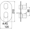 Schéma technique - Façade pour thermostatique UP (1 sortie)