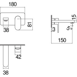 Schéma technique - Façade mitigeur lavabo à encastrer UP (Bec 150 3M)