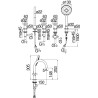 Schéma technique - Batterie 5 trous bord baignoire LIRA (Bec 150 mm)