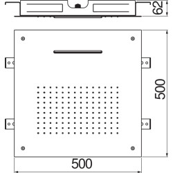 Schéma technique - Douche de tête à encastrer 2 voies 500x500