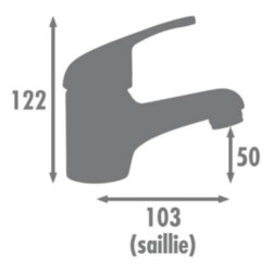 Schéma technique - Mitigeur pour lavabo AUGA - NF chromé - vidage clic-clac ABS NF