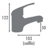 Schéma technique - Mitigeur pour lavabo AUGA - NF chromé - vidage clic-clac ABS NF