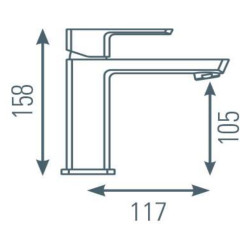 Schéma technique - Mitigeur pour lavabo DOUR chromé - vidage clic-clac laiton