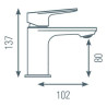 Schéma technique - Mitigeur pour lavabo JEZIORO graphite mat - vidage clic-clac ABS coupelle métal a