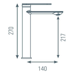 Schéma technique - Mitigeur haut pour lavabo MAMBA noir - vidage clic-clac ABS coupelle métal