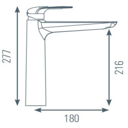 Schéma technique - Mitigeur haut pour lavabo PACT noir - vidage clic-clac ABS NF