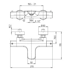 Schéma technique - Mitigeur bain douche thermostatique