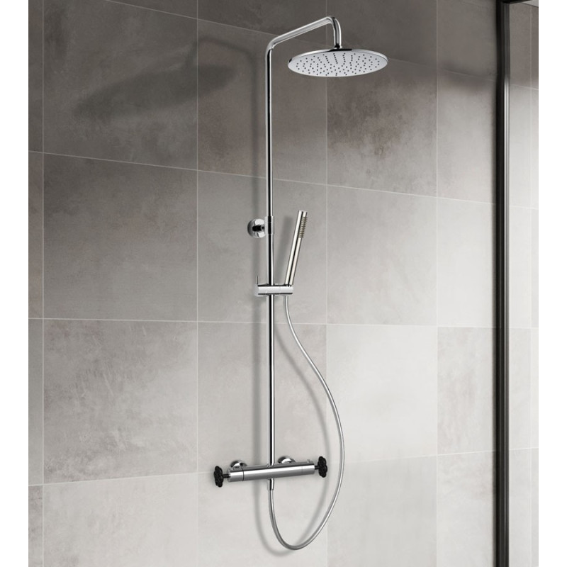 Colonne douche thermostatique INDUS manette noire