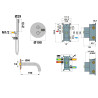 Schéma technique - Formule bain-douche encastrée thermostatique douchette 1 jet COX / ORTENCE