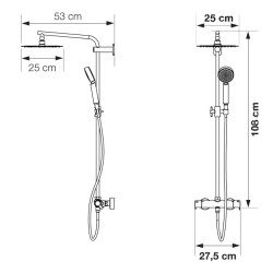 Schéma technique - Colonne de douche Aquatica thermostatique