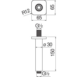 Schéma technique - Bras de douche carré pour plafond 150 mm chrome - réf. AD138/61CR