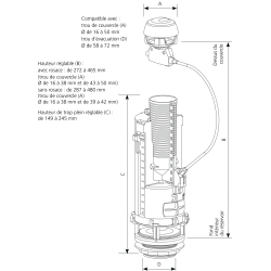 Ensemble de chasse Optima 50 à câble et robinet flotteur Compact 95L