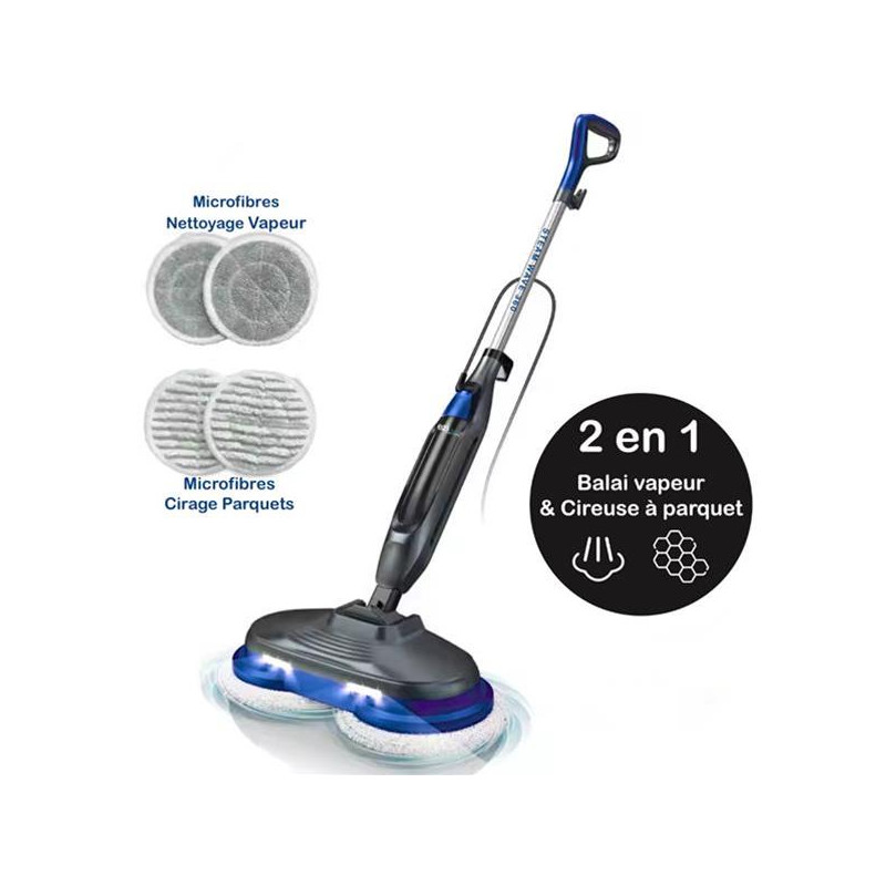 EZICLEAN Balai vapeur cireuse sols - STEAMWAVE360