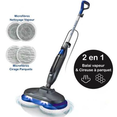 EZICLEAN Balai vapeur cireuse sols - STEAMWAVE360