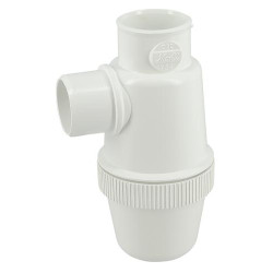Siphon lavabo à coller verti. PVC-c blanc