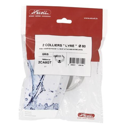 2 Colliers lyre TECHTAN® avec attaches de sécurité, Ø 80