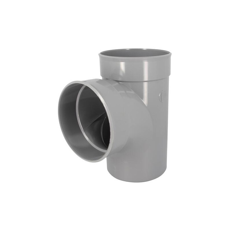 Té, mâle-femelle à 87°30, à coller, gris, en PVC