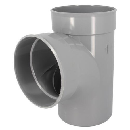Té, mâle-femelle à 87°30, à coller, gris, en PVC