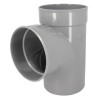 Té, mâle-femelle à 87°30, à coller, gris, en PVC