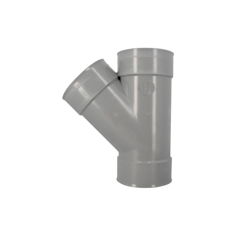 Culotte, femelle-femelle à 45°, à coller, gris, en PVC