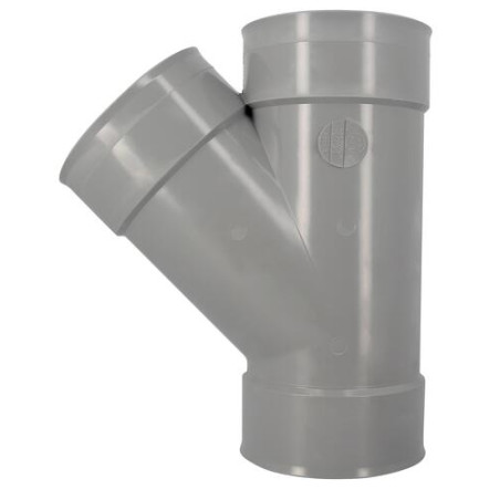 Culotte, femelle-femelle à 45°, à coller, gris, en PVC