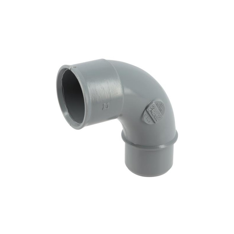 Coude Grand Rayon, mâle-femelle à 87°30, à coller, gris, en PVC