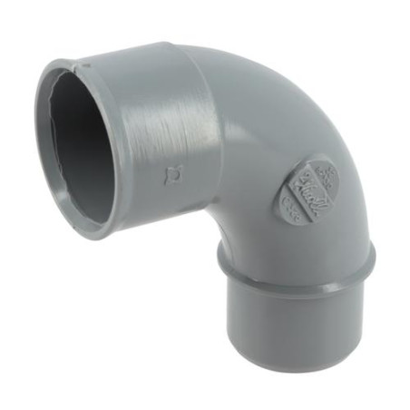 Coude Grand Rayon, mâle-femelle à 87°30, à coller, gris, en PVC