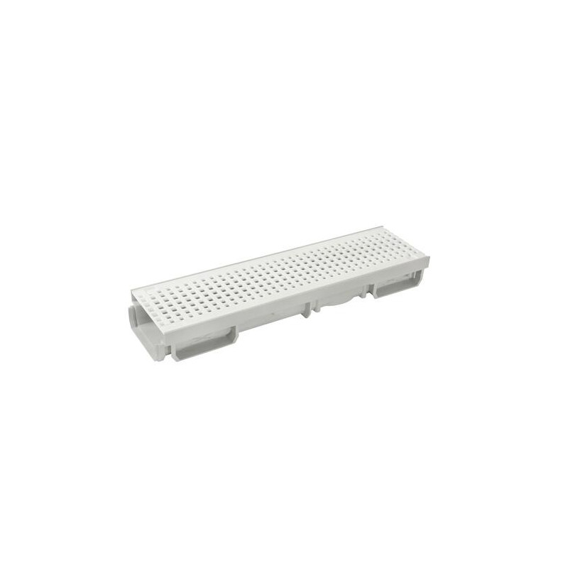 Caniveau bas CONNECTO® avec grille, classe A15, l. 100 int./130 ext