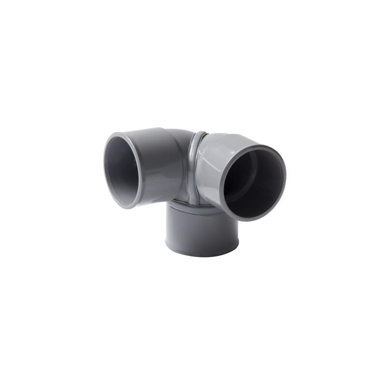 Coude double d'équerre, femelle-femelle à 87°30, à coller, gris, en PVC