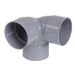 Coude double d'équerre, femelle-femelle à 87°30, à coller, gris, en PVC