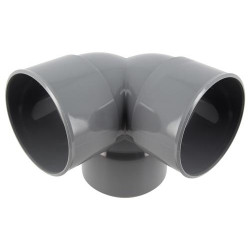 Coude double d'équerre, femelle-femelle à 87°30, à coller, gris, en PVC