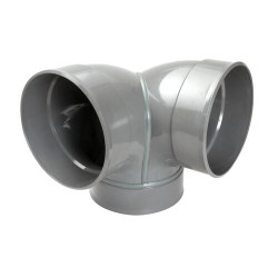 Coude double d'équerre, femelle-femelle à 87°30, à coller, gris, en PVC