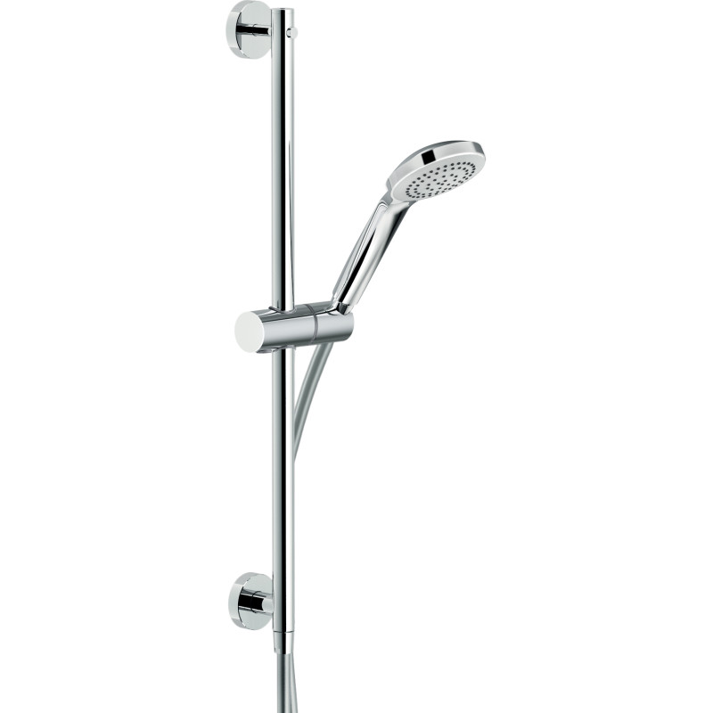Barre de douche 600 mm avec prise d'eau et douchette monojet chromé
