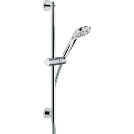 Barre de douche 600 mm avec prise d'eau et douchette monojet chromé