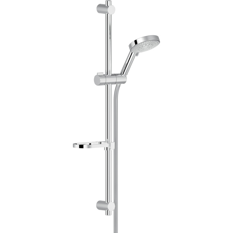 Barre de douche 660 mm avec douchette 5 jets chromé