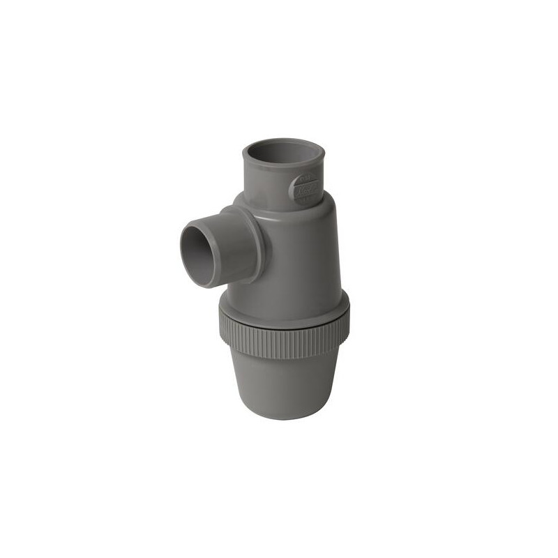Siphon de lavabo en PVC-C gris, à coller, entrée verticale