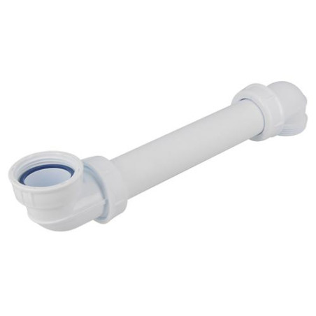 Tubulure de lavabo bi-matière, Ø 32 mm, sortie arrière avec joints intégrés