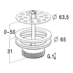 L262m-bonde lave-main metallisee grille Ø63