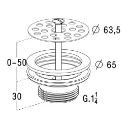 Bonde de lave-main, grille inox, en matières recyclées