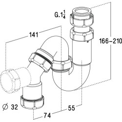 L442-siphon s -5/4-réglable lavabo bidet