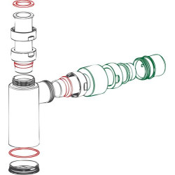 L311-Siphon de lavabo, design plastique, ABS métallisé, Ø 32/40 mm