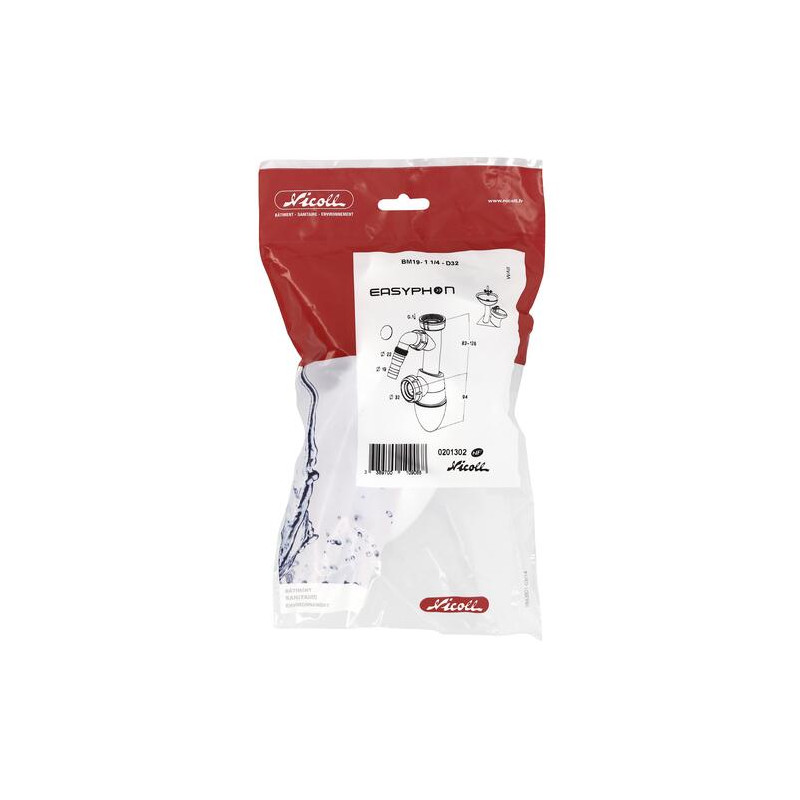 Siphon de lavabo PP EASYPHON®, à joints intégrés, Ø 32/32 mm