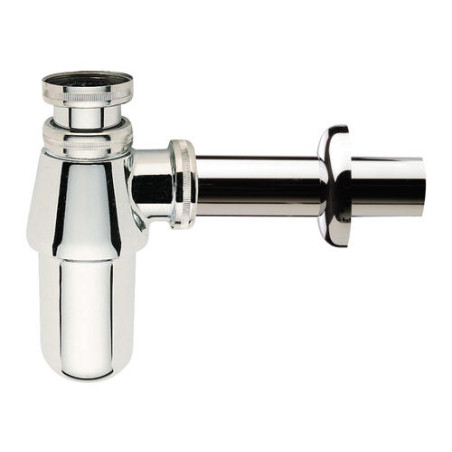 Siphon laiton chromé brillant, Ø 32 mm, sortie murale et rosace chromée