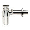 Siphon laiton chromé brillant, Ø 32 mm, sortie murale et rosace chromée