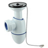 Bonde avec siphon lavabo Ø32 mm, à joint intégré avec bouchon chaînette