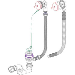 Vidage de baignoire plastique à bouchon chaînette, longeur câble 650 mm