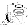 Siphon pour baignoire en forme de "P", diamètre 40, garde d'eau 12, encombrement