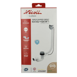 Vidage baignoire EASYBAIN® à câble 650 mm, volant et clapet laiton chromé