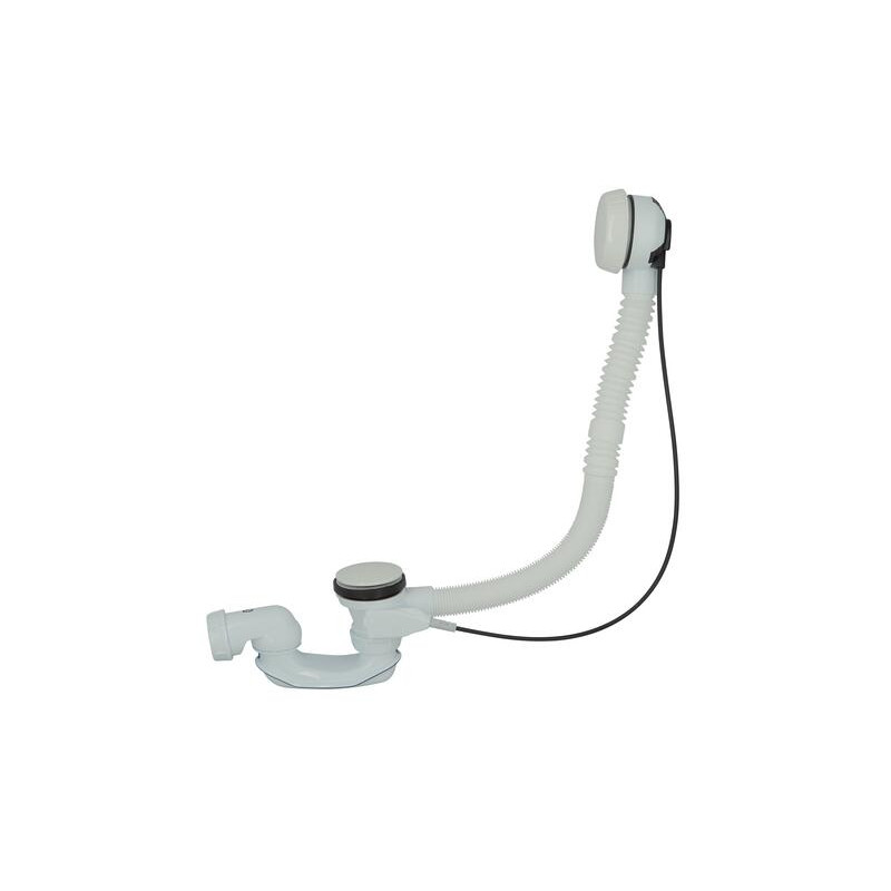 Vidage automatique baignoire TBR avec clapet et volant Blancs, câble 650mm