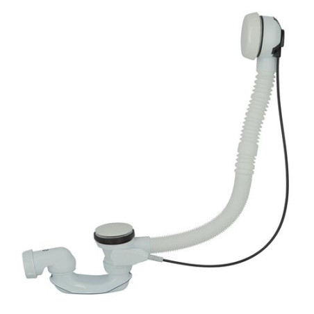 Vidage automatique baignoire TBR avec clapet et volant Blancs, câble 650mm